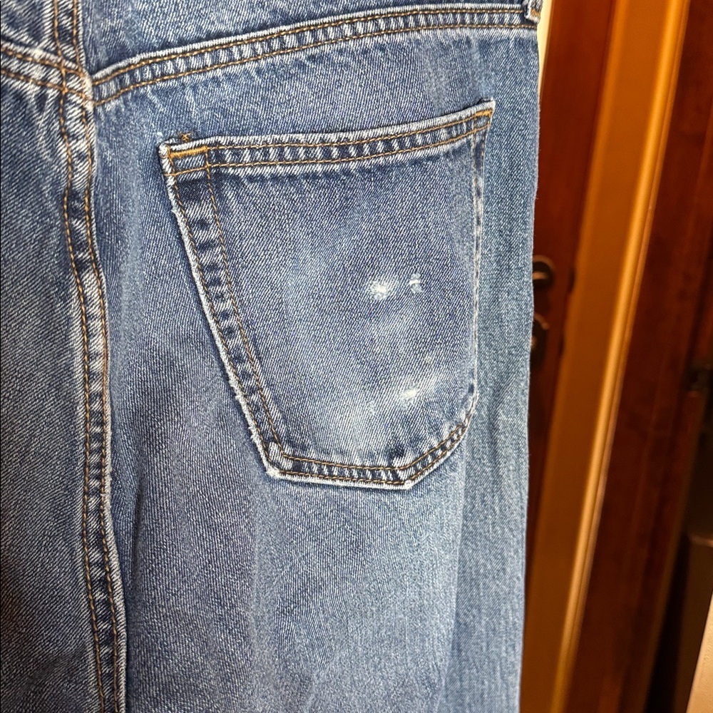 Old Navy Straight Leg Jeans 34x34 Paint Splatter Distressed Workwear Blue Denim - Picture 12 of 15